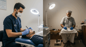 الفرق بين المعالجين للحجامه