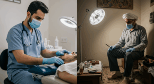 الفرق بين المعالجين للحجامه